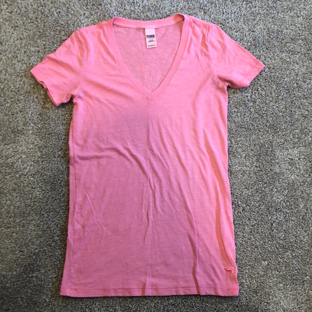 VS Pink coral colored v neck tee